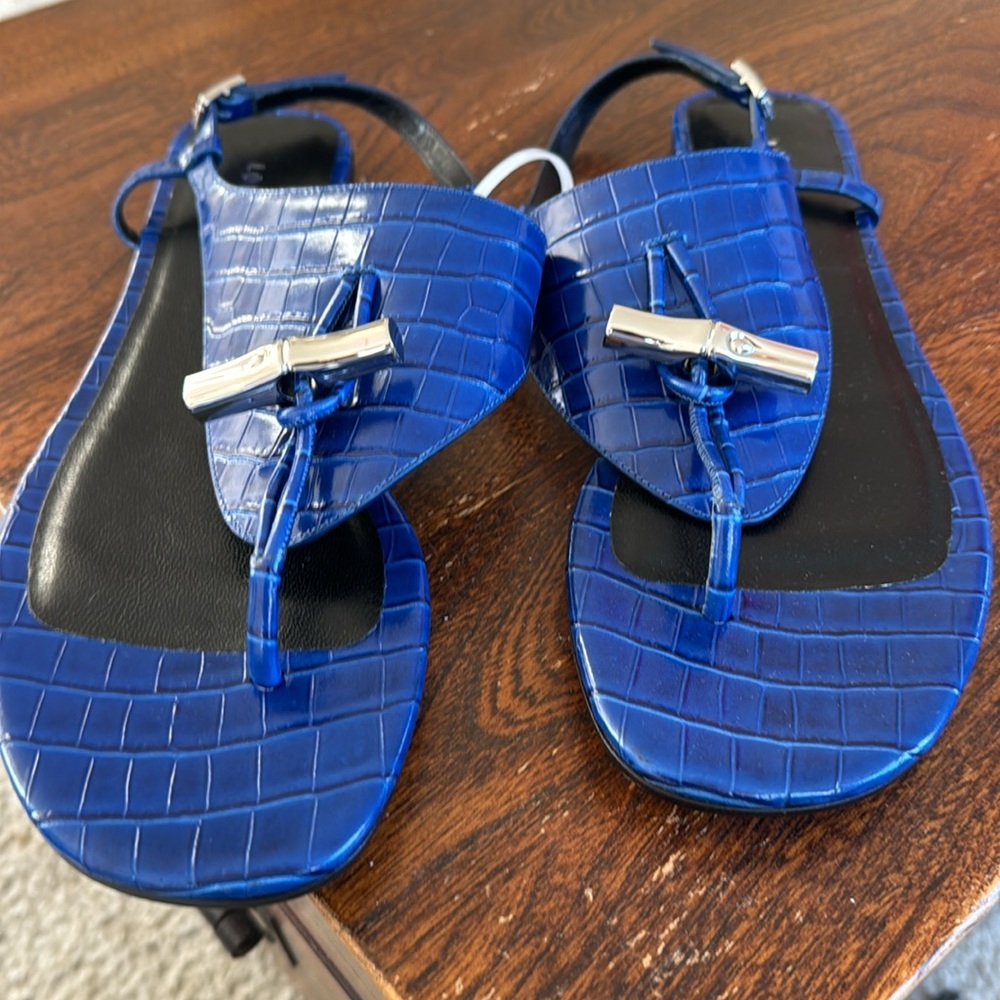 Longchamp Croc Embossed Sandals NEW SZ 10